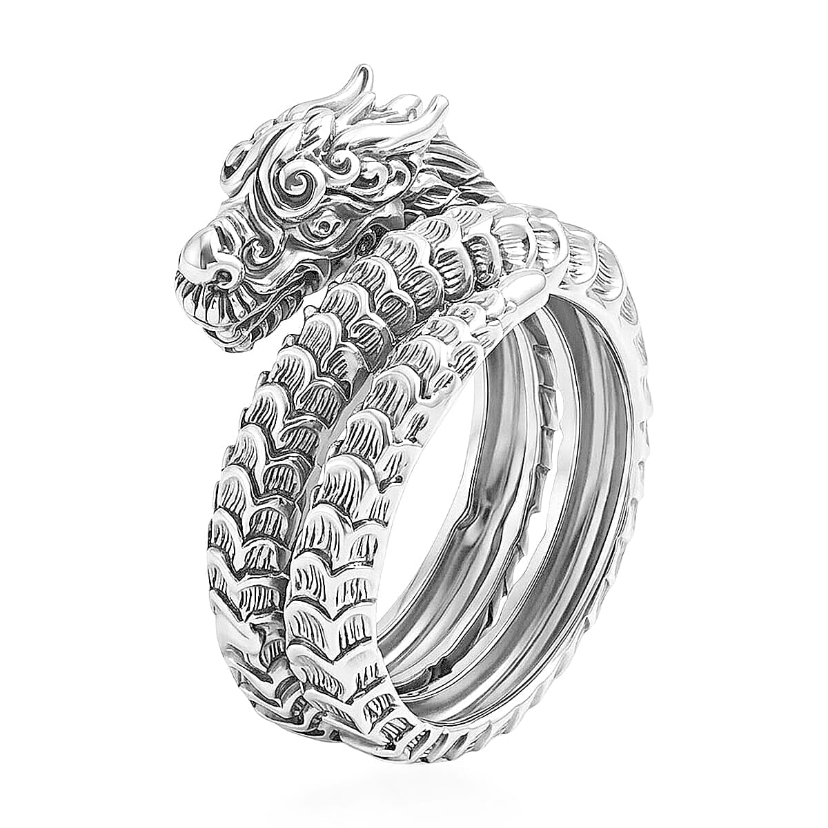 D'Joy Bali Legacy Dragon Ring in Sterling Silver (Size 10.0) 7.85 Grams