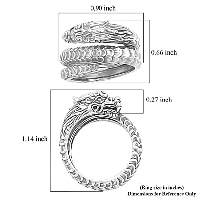 D'Joy Bali Legacy Dragon Ring in Sterling Silver (Size 10.0) 7.85 Grams
