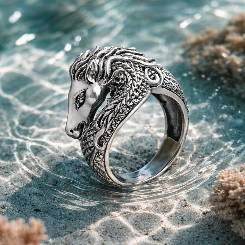 D'Joy Bali Legacy Horse Ring in Sterling Silver (Size 10.0) 7.75 Grams