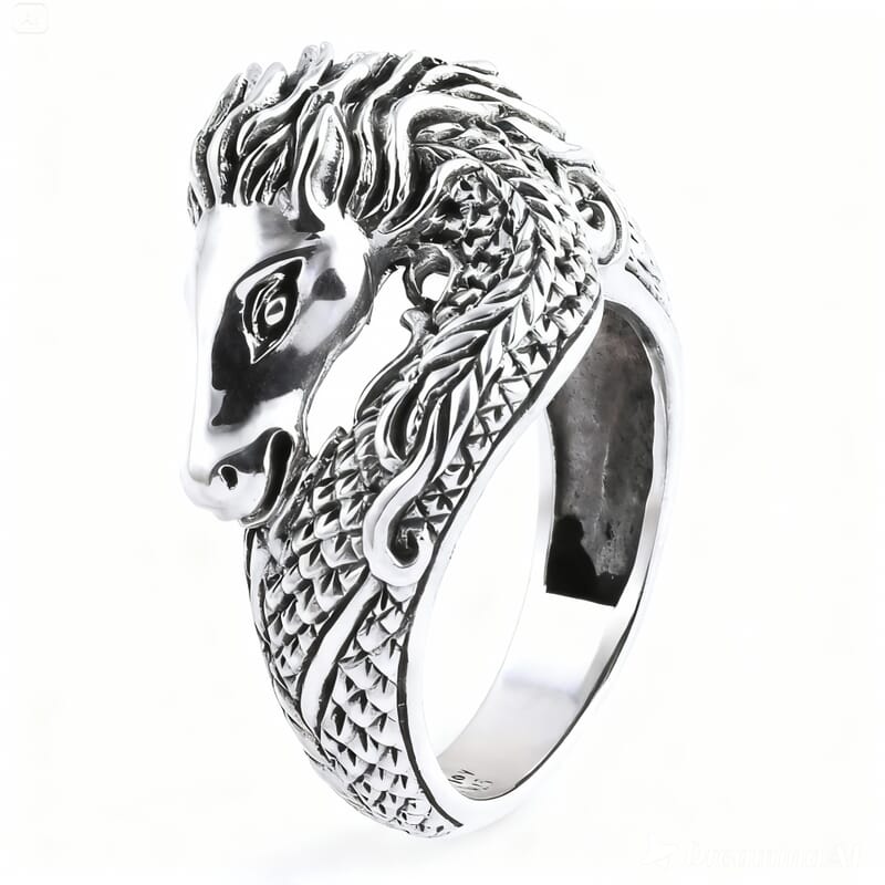 D'Joy Bali Legacy Horse Ring in Sterling Silver (Size 10.0) 7.75 Grams