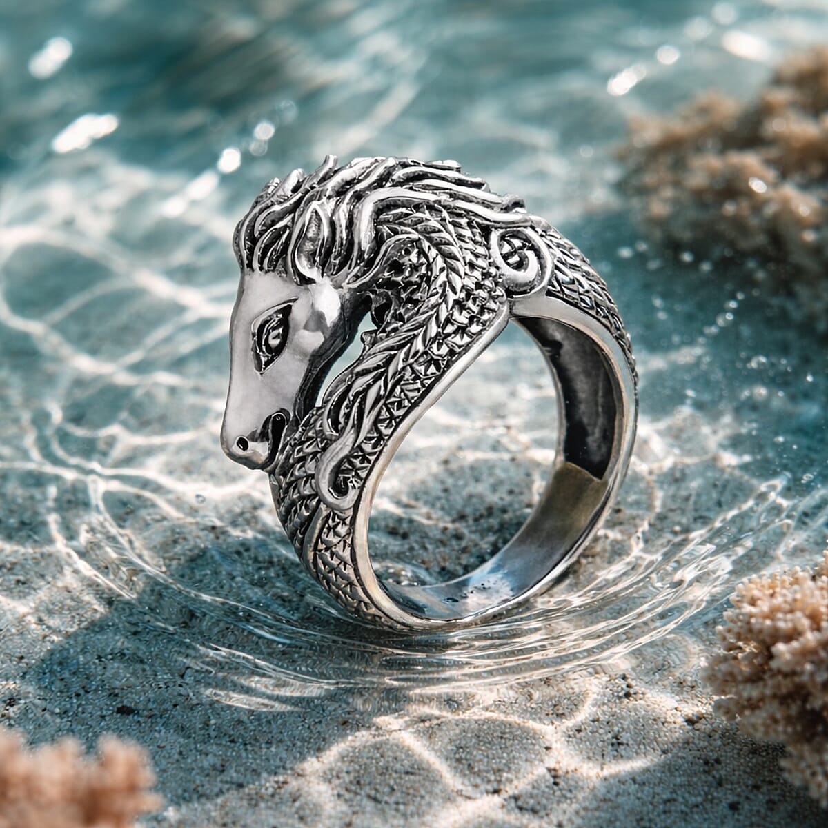 D'Joy Bali Legacy Horse Ring in Sterling Silver (Size 11.0) 7.75 Grams image number 1