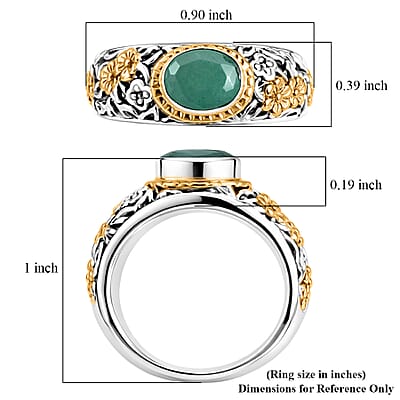 D'Joy Bali Legacy Socoto Emerald 1.20 ctw Ring in 22K Vermeil Yellow Gold Over Sterling Silver (Size 10.0)