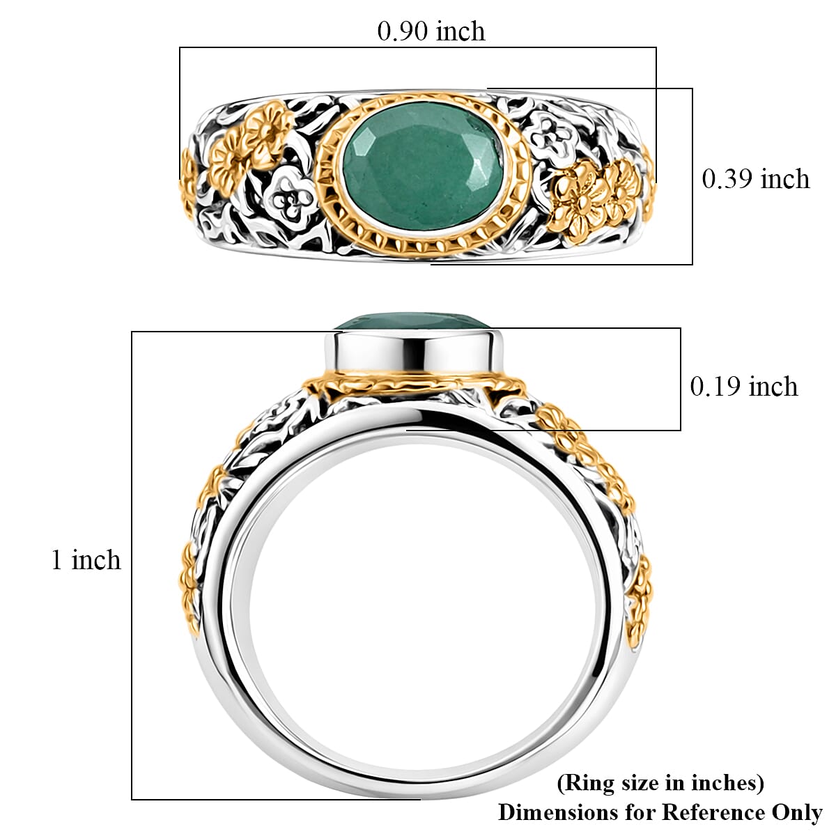 D'Joy Bali Legacy Socoto Emerald 1.20 ctw Ring in 22K Vermeil Yellow Gold Over Sterling Silver (Size 6.0) image number 5