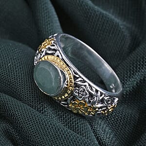D'Joy Bali Legacy Socoto Emerald 1.20 ctw Ring in 22K Vermeil Yellow Gold Over Sterling Silver (Size 9.0)