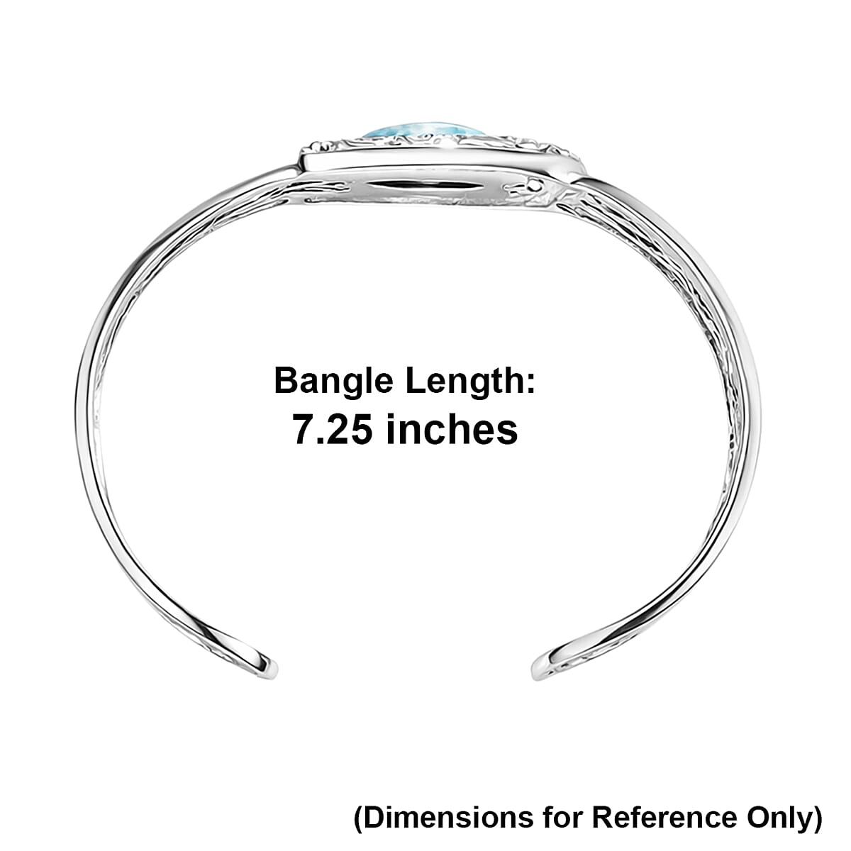 D'Joy Bali Legacy Larimar 4.10 ctw Bangle Bracelet in Sterling Silver (7.25 in)