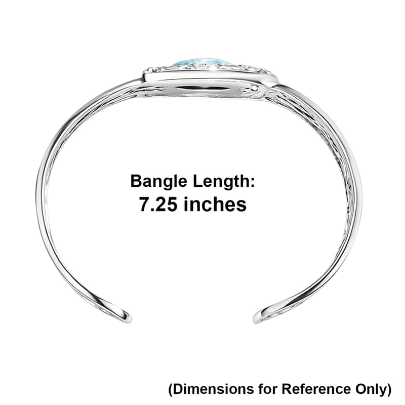 D'Joy Bali Legacy Larimar 4.10 ctw Cuff Bracelet in Sterling Silver (7.25 in)