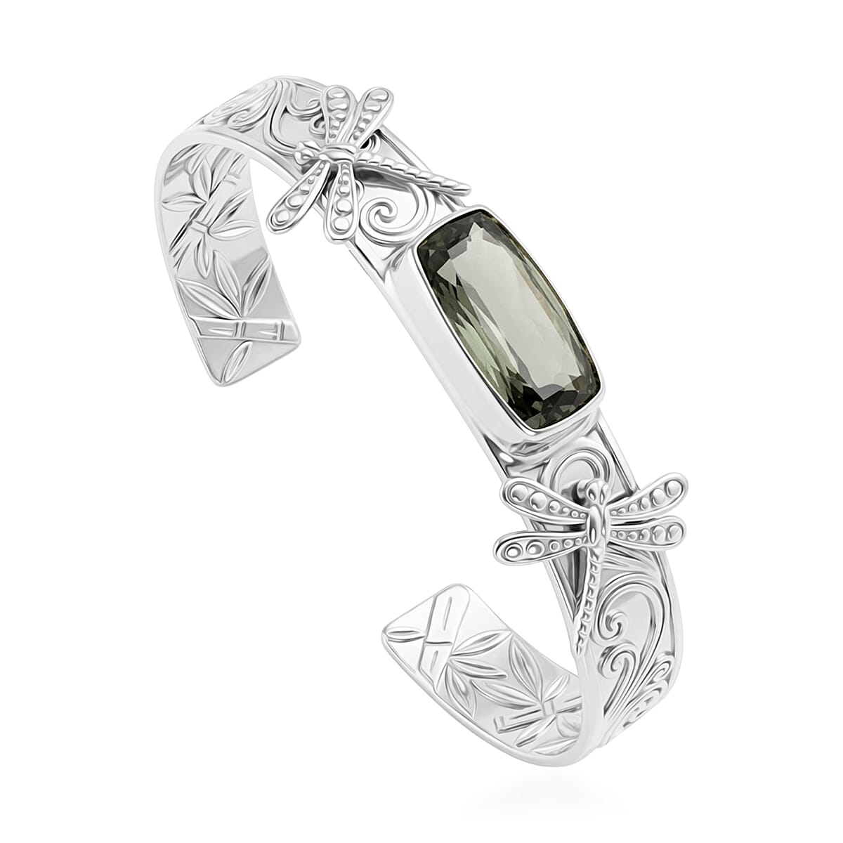 D'Joy Bali Legacy Montezuma Prasiolite 9.50 ctw Bangle Bracelet in Sterling Silver (7.25 In) image number 4