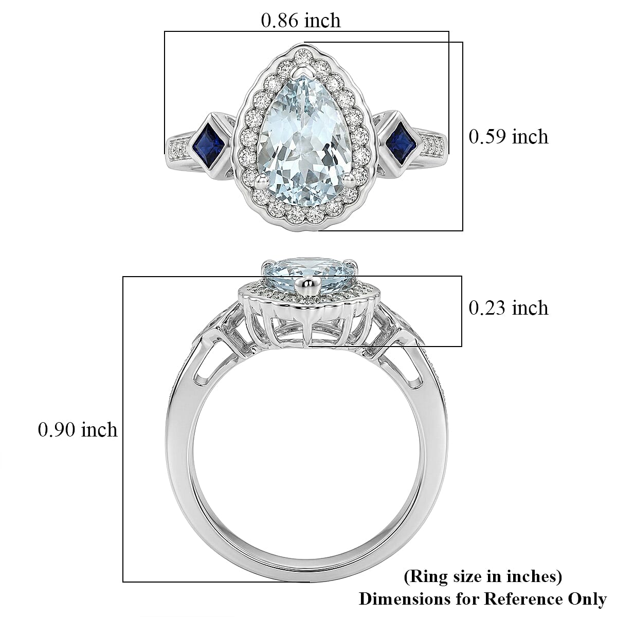 D'Joy Premium Mangoro Santo Aquamarine and Multi Gemstone 2.00 ctw Ring in Rhodium Over Sterling Silver (Size 7.0) image number 5