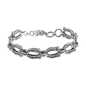 D'Joy Bali Legacy Horseshoe Bracelet in Sterling Silver (8.00 In) 21.40 Grams