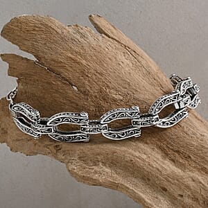 D'Joy Bali Legacy Horseshoe Bracelet in Sterling Silver (8.00 In) 21.40 Grams