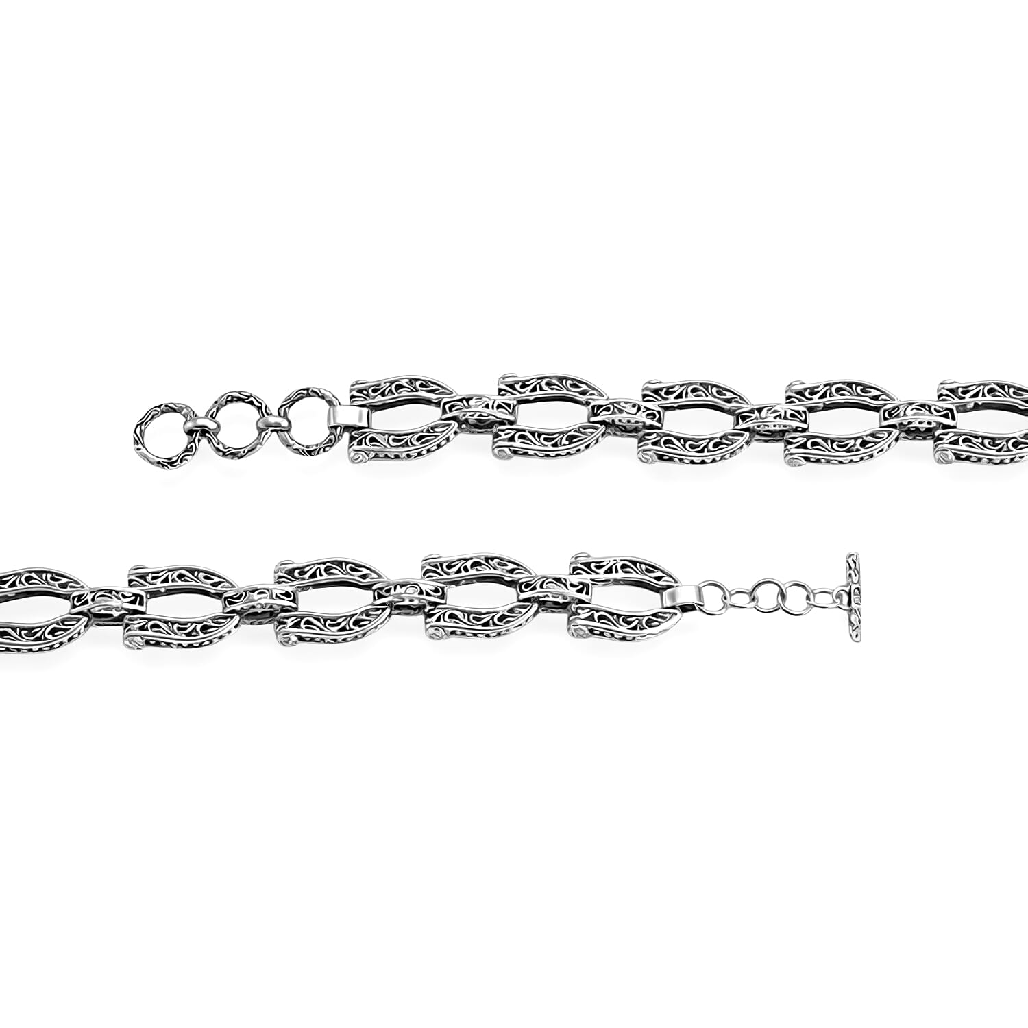D'Joy Bali Legacy Horseshoe Bracelet in Sterling Silver (8.00 In) 21.40 Grams