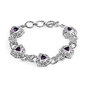 D'Joy African Amethyst 3.25 ctw Bracelet in Sterling Silver (6.50-8.0In)