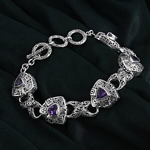 D'Joy African Amethyst 3.25 ctw Bracelet in Sterling Silver (6.50-8.0In)