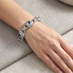 D'Joy African Amethyst 3.25 ctw Bracelet in Sterling Silver (6.50-8.0In)