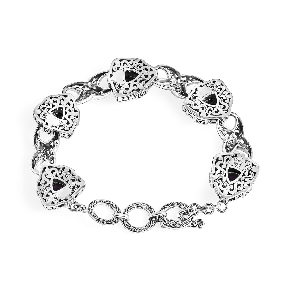 D'Joy African Amethyst 3.25 ctw Bracelet in Sterling Silver (6.50-8.0In) image number 3