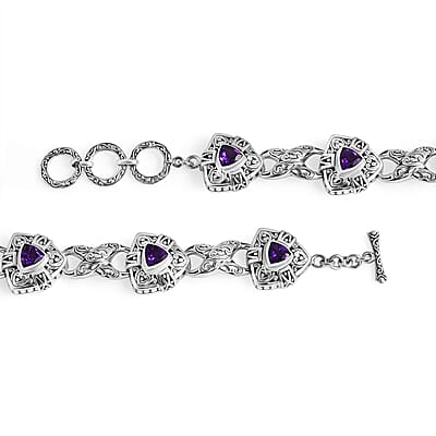 D'Joy African Amethyst 3.25 ctw Bracelet in Sterling Silver (6.50-8.0In)