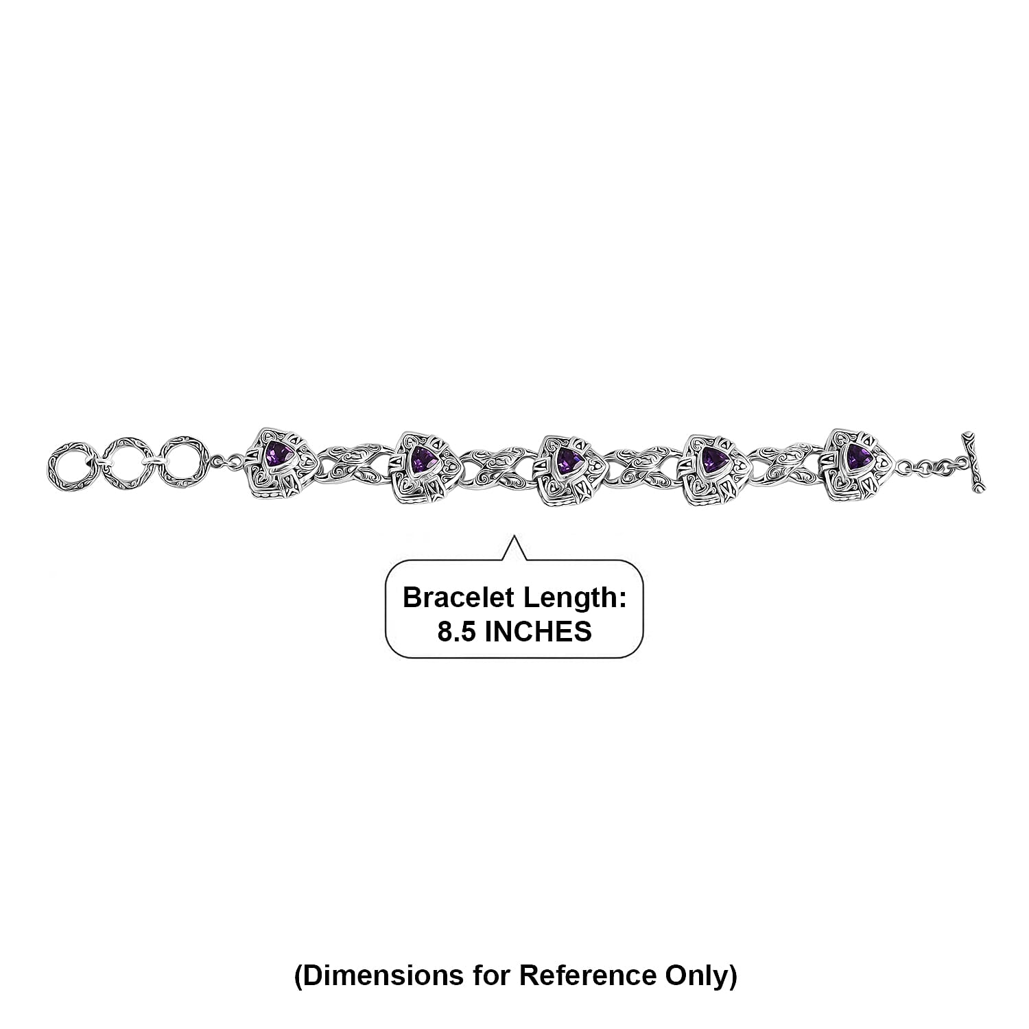 D'Joy African Amethyst 3.25 ctw Bracelet in Sterling Silver (6.50-8.0In)