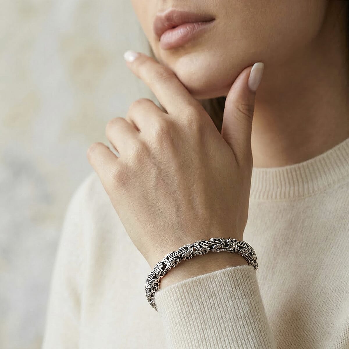 D'Joy Bali Legacy Byzantine Bracelet in Sterling Silver (6.50 In) 15.50 Grams image number 2