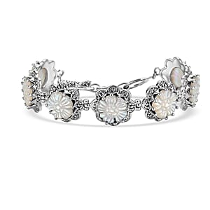 D'Joy Bali Legacy Mother Of Pearl Floral Bracelet in Sterling Silver (8.00 In)