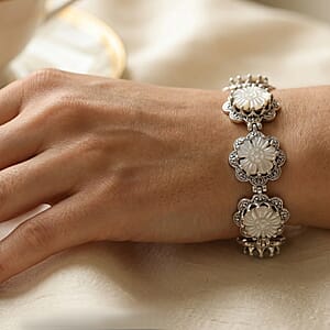 D'Joy Bali Legacy Mother Of Pearl Floral Bracelet in Sterling Silver (8.00 In)