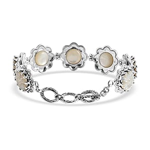 D'Joy Bali Legacy Mother Of Pearl Floral Bracelet in Sterling Silver (8.00 In)
