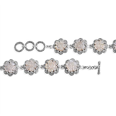 D'Joy Bali Legacy Mother Of Pearl Floral Bracelet in Sterling Silver (8.00 In)