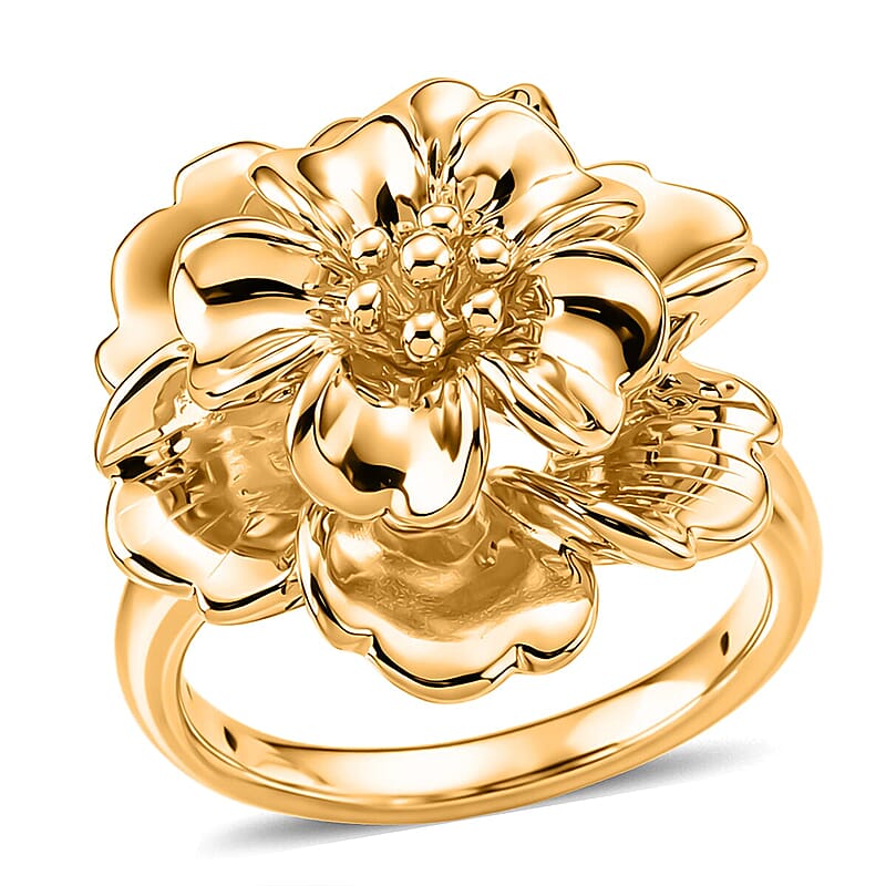 Dynasty Floral Statement Ring In 24K Yellow Gold 2.30 grams (Size 8.5)