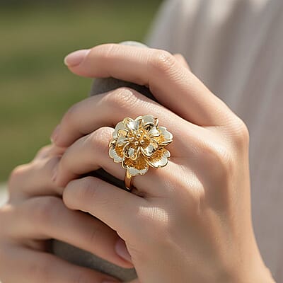 Dynasty Floral Statement Ring In 24K Yellow Gold 2.30 grams (Size 8.5)