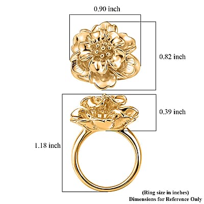 Dynasty Floral Statement Ring In 24K Yellow Gold 2.30 grams (Size 8.5)