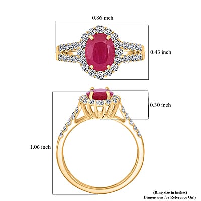 Premium Mozambique Ruby and Luxuriant Lab Grown Diamond G-H SI 2.50 ctw Ring in 10K Yellow Gold (Size 5.0)