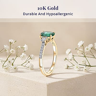 Certified & Appraised Luxoro AAA Kagem Zambian Emerald and Diamond I2 1.50 ctw Ring in 10K Yellow Gold (Size 6.0)
