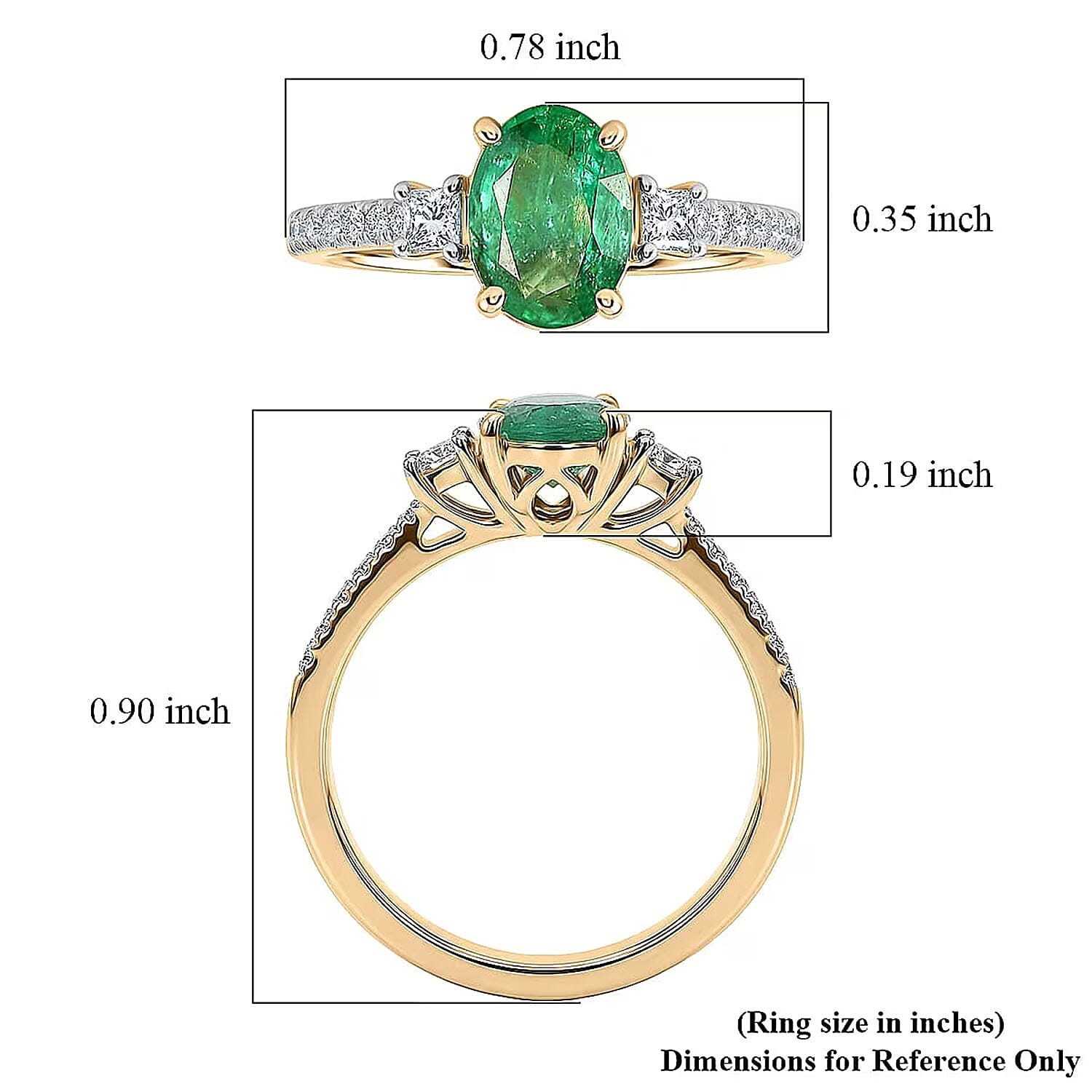 Certified & Appraised Luxoro AAA Kagem Zambian Emerald and Diamond I2 1.50 ctw Ring in 10K Yellow Gold (Size 6.0)