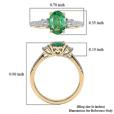 Certified & Appraised Luxoro AAA Kagem Zambian Emerald and Diamond I2 1.50 ctw Ring in 10K Yellow Gold (Size 6.0)