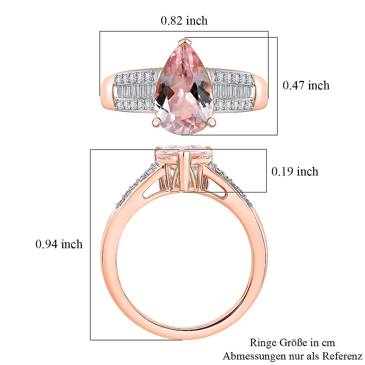 Luxoro Premium Pink Morganite and G-H I2 Diamond 2.00 ctw Forever Rose Ring in 10K Rose Gold (Size 6.5) image number 5