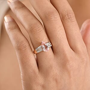 Luxoro Premium Pink Morganite and G-H I2 Diamond 2.00 ctw Forever Rose Ring in 10K Rose Gold (Size 10.0)