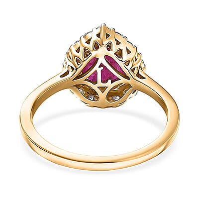 Certified & Appraised AAA Montepuez Ruby and Luxuriant Lab Grown Diamond G-H SI 2.07 ctw Ring in 10K Yellow Gold (Size 5.0)