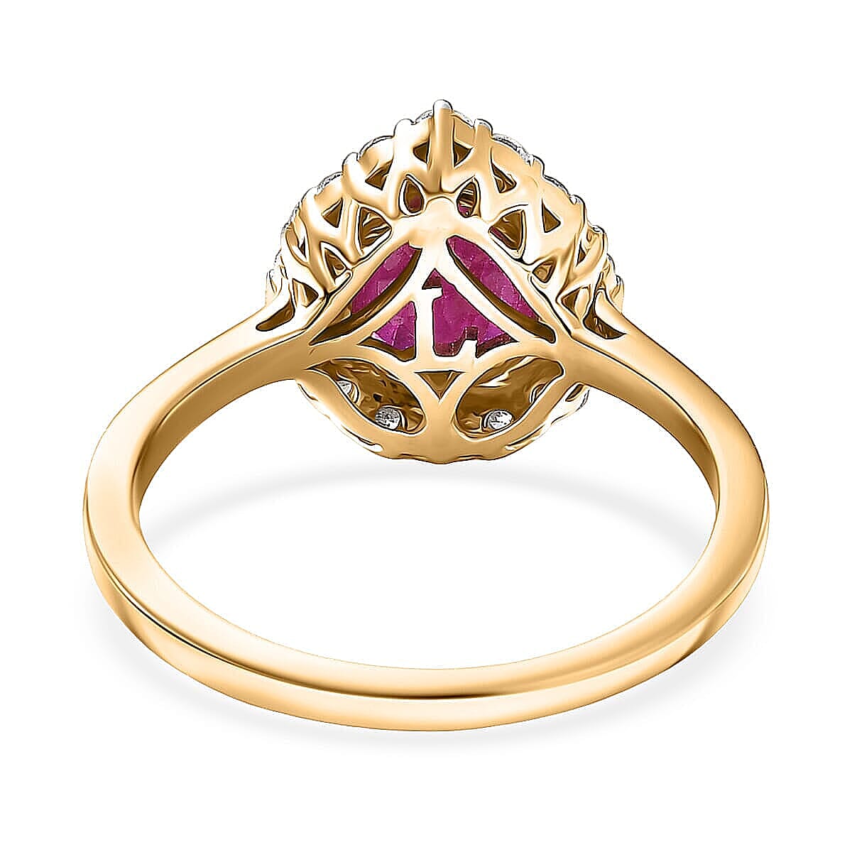 Certified & Appraised AAA Montepuez Ruby and Luxuriant Lab Grown Diamond G-H SI 2.07 ctw Ring in 10K Yellow Gold (Size 7.5) image number 4