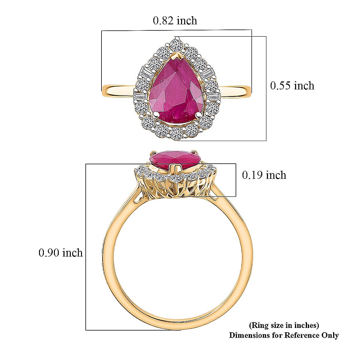 Certified & Appraised AAA Montepuez Ruby and Luxuriant Lab Grown Diamond G-H SI 2.07 ctw Ring in 10K Yellow Gold (Size 10.5) image number 5