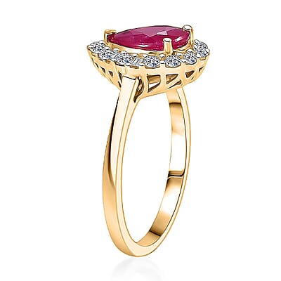 Certified & Appraised AAA Montepuez Ruby and Luxuriant Lab Grown Diamond G-H SI 2.07 ctw Ring in 10K Yellow Gold (Size 11.0)