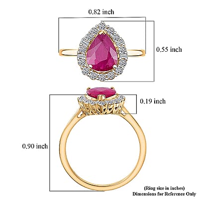 Certified & Appraised AAA Montepuez Ruby and Luxuriant Lab Grown Diamond G-H SI 2.07 ctw Ring in 10K Yellow Gold (Size 12.0)