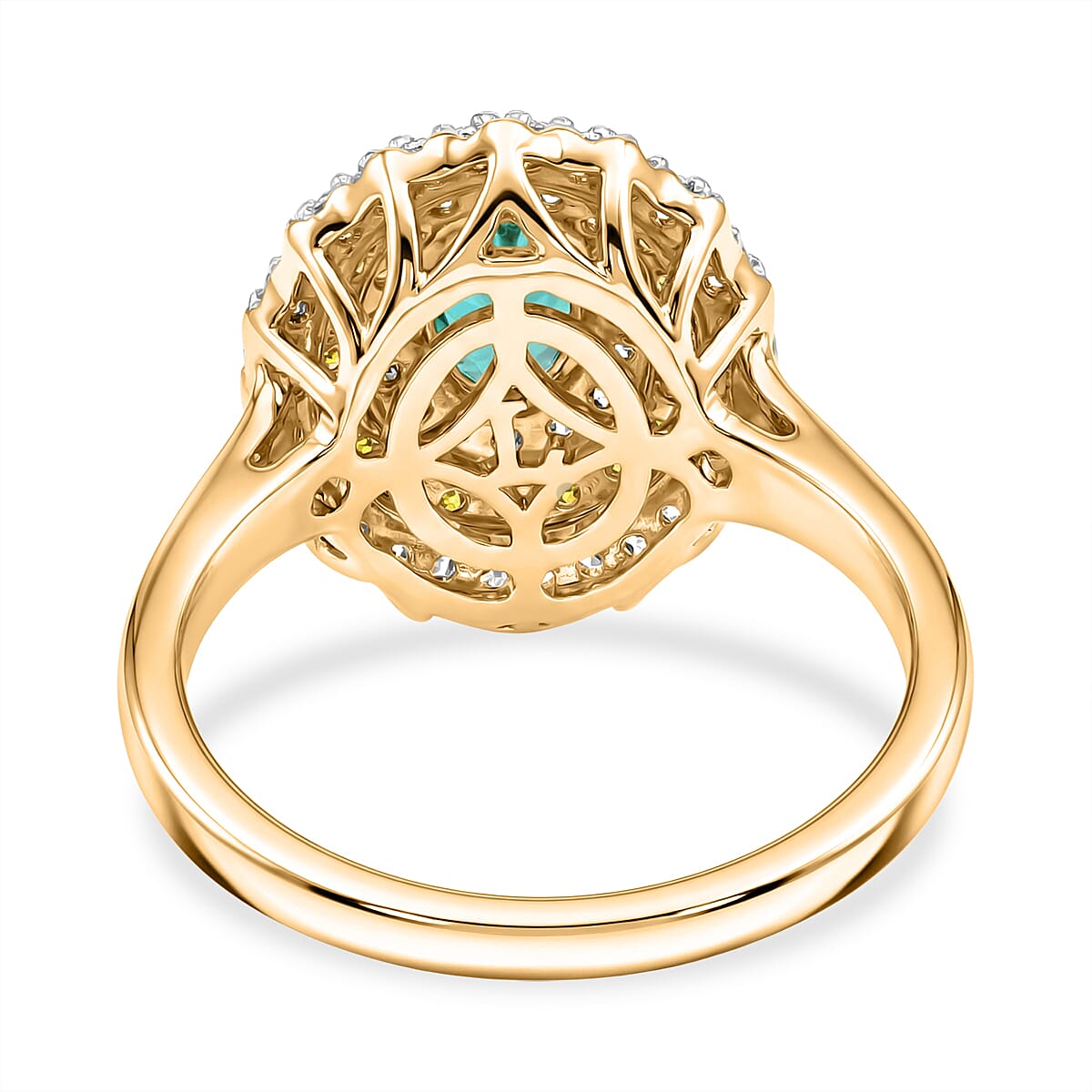 Certified & Appraised AAA Kagem Zambian Emerald and Luxuriant Lab Grown Yellow and White Diamond SI 1.50 ctw Ring in 10K Yellow Gold (Size 7.0) image number 4