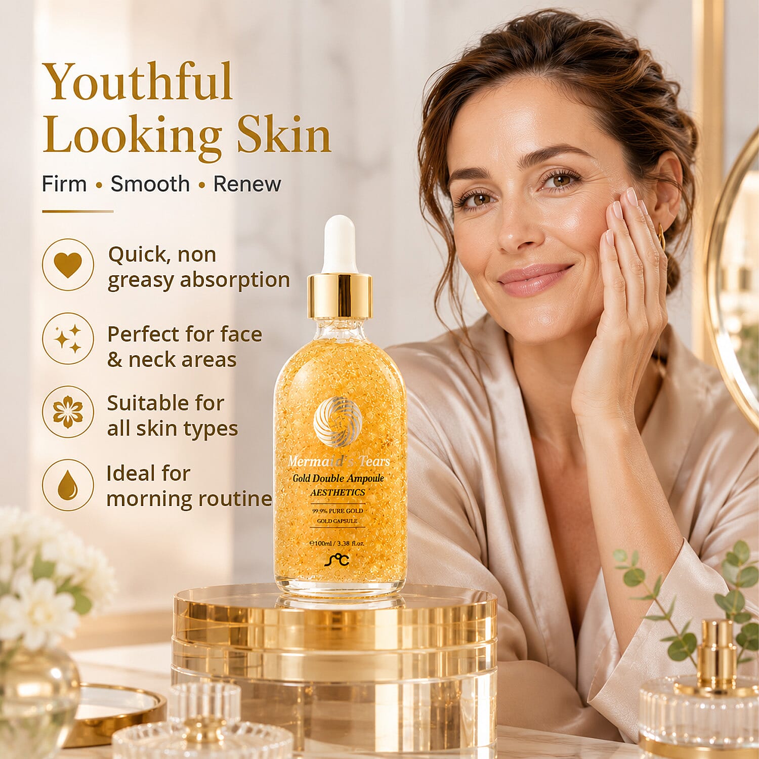 Aesthetics Mermaid's Tears Gold Double Ampoule (3.38oz) Made in Korea