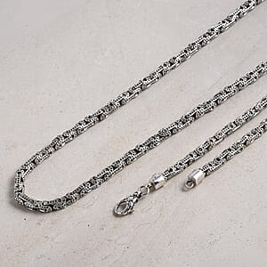 D'Joy Bali Legacy Byzantine Chain Necklace in Sterling Silver 41.20 Grams (20 Inches)