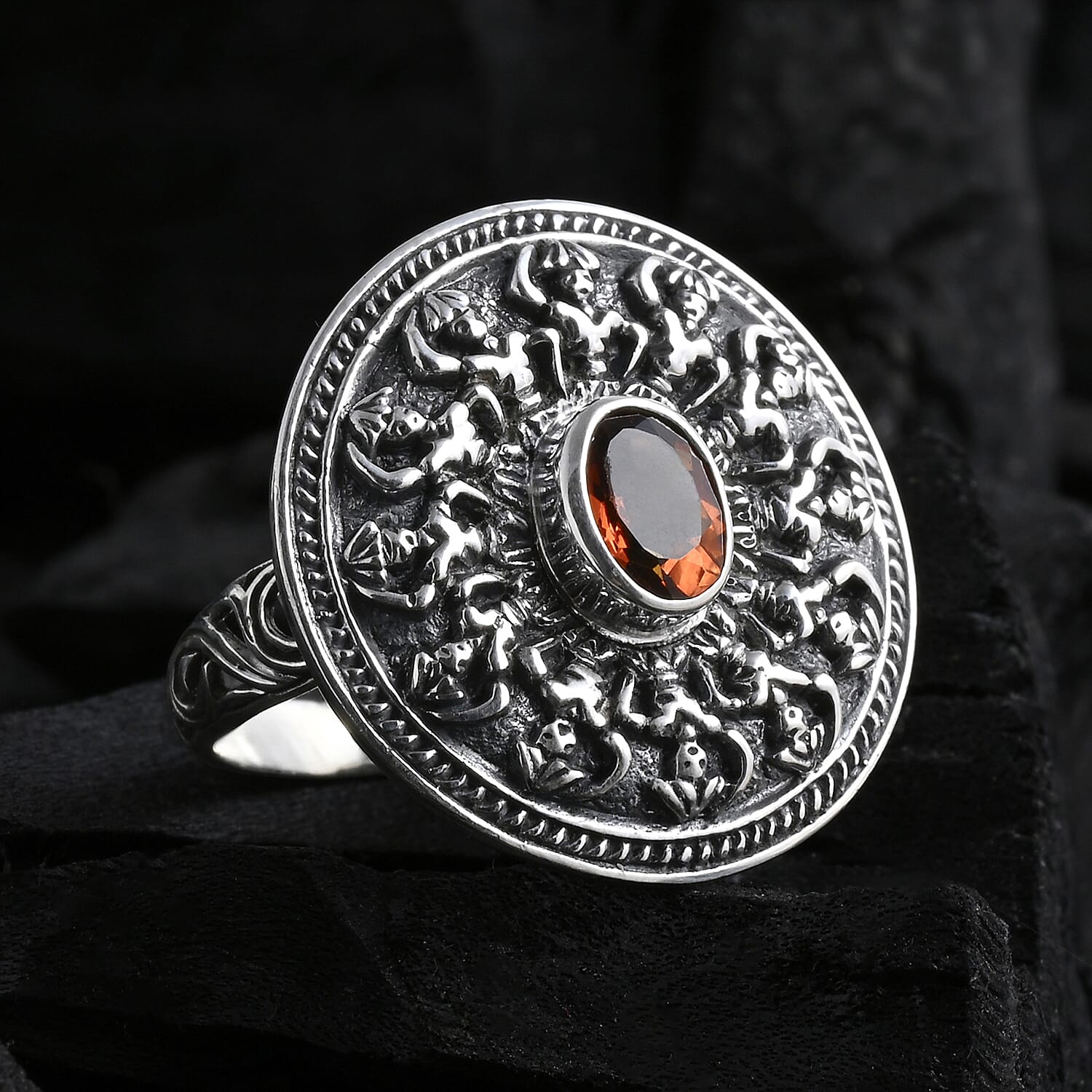 D'Joy Bali Legacy Santa Ana Madeira Citrine 1.15 ctw Kechak Dance Ring in Sterling Silver (Size 10.0)