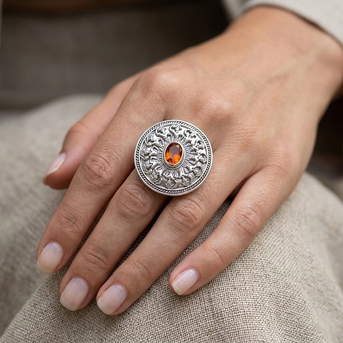 D'Joy Bali Legacy Santa Ana Madeira Citrine 1.15 ctw Ring in Sterling Silver (Size 10.0) image number 2