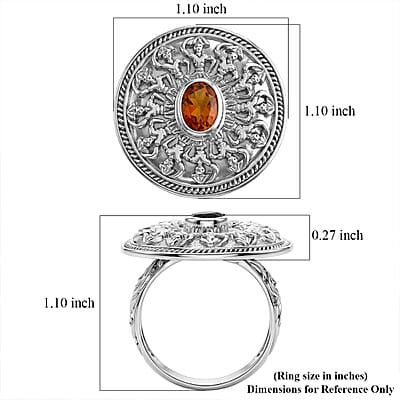 D'Joy Bali Legacy Santa Ana Madeira Citrine 1.20 ctw Kechak Dance Ring in Sterling Silver (Size 10.0)