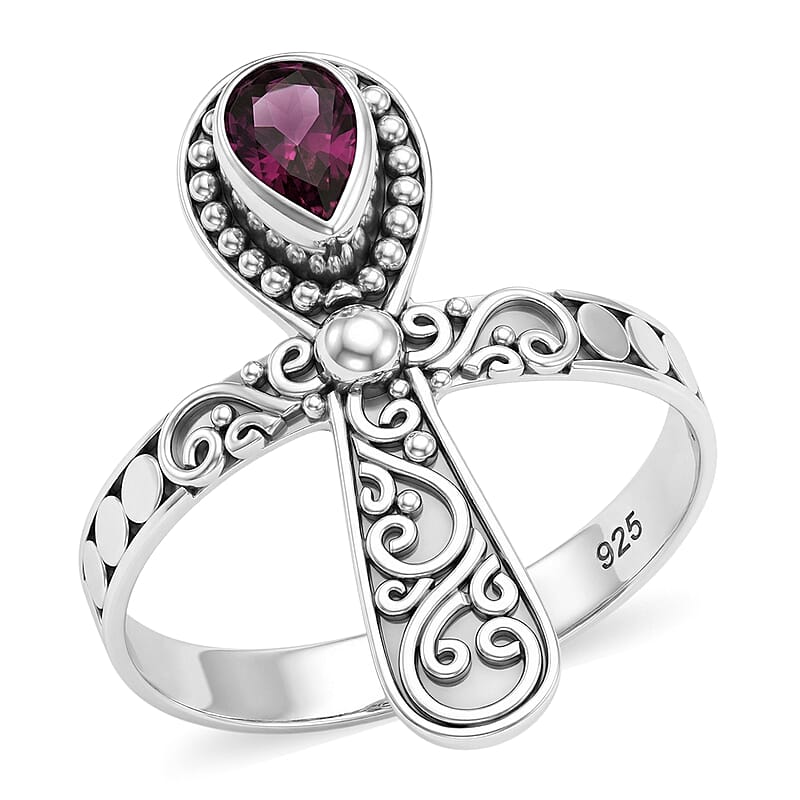 D'Joy Bali Legacy Morro Redondo Pink Tourmaline 0.35 ctw Cross Ring in Sterling Silver (Size 5.0)