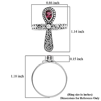 D'Joy Bali Legacy Morro Redondo Pink Tourmaline 0.35 ctw Cross Ring in Sterling Silver (Size 5.0)
