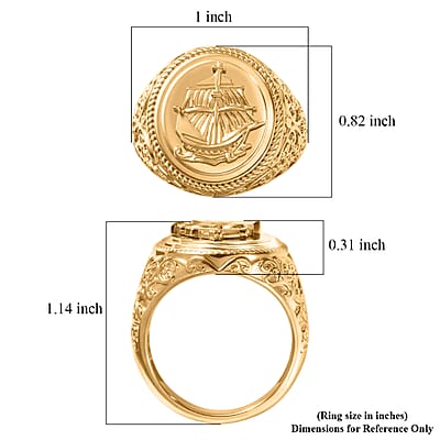 EverTrue Bronzella Collection Sailing Ship Men's Ring in 18K YG Plated Bronze (Size 9.0)