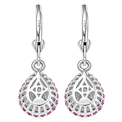 D'Joy Premium Mangoro Aquamarine and Multi Gemstone 1.35 ctw The Coronation Earrings in Rhodium Over Sterling Silver